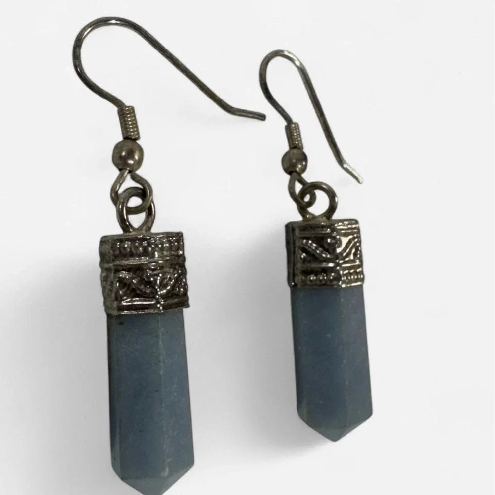 Blue crystal earrings with silver accents